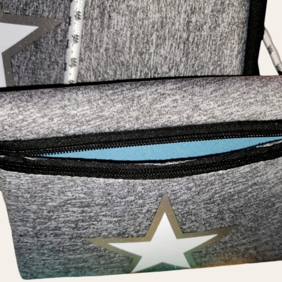 NEW DALLAS HILL Neoprene Tote Bag With Pouchette Grey With Star - Picture 6 of 11